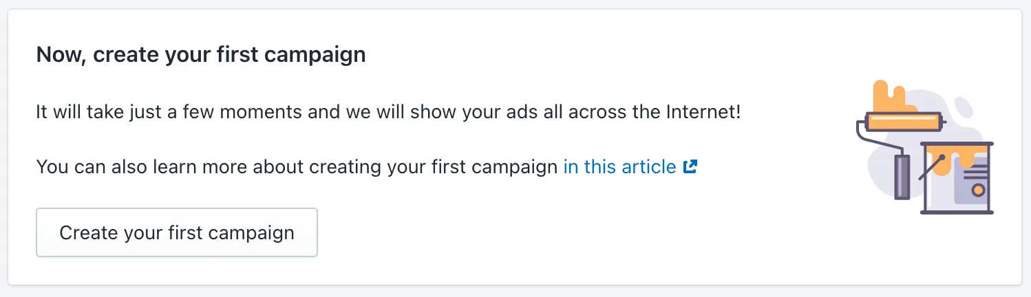The "Create your first campaign" card in the app