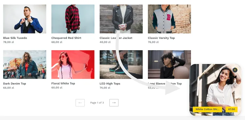 A banner ad block at the bottom of a store page, and a notification ad in the corner